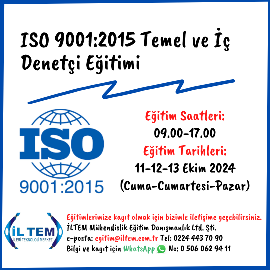 ISO 9001:2015 TEMEL ve  DENET ETM 11-12-13 EKM 2024 BURSA